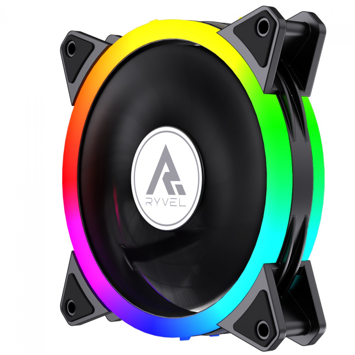 Kit Fan Com 3 Unidades Ryvel Luna, ARGB, 120mm, Com Controladora, Preto, RY-FN-LN-BL