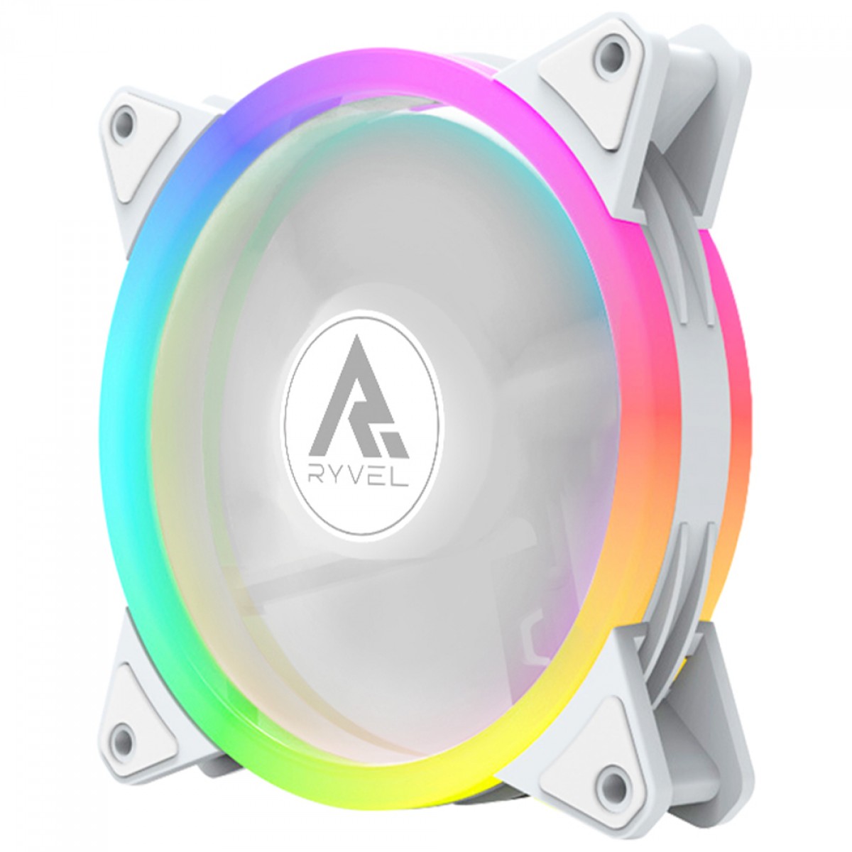 Kit Fan Com 3 Unidades Ryvel Luna White, ARGB, 120mm, Com Controladora, Branco, RY-FN-LN-WT