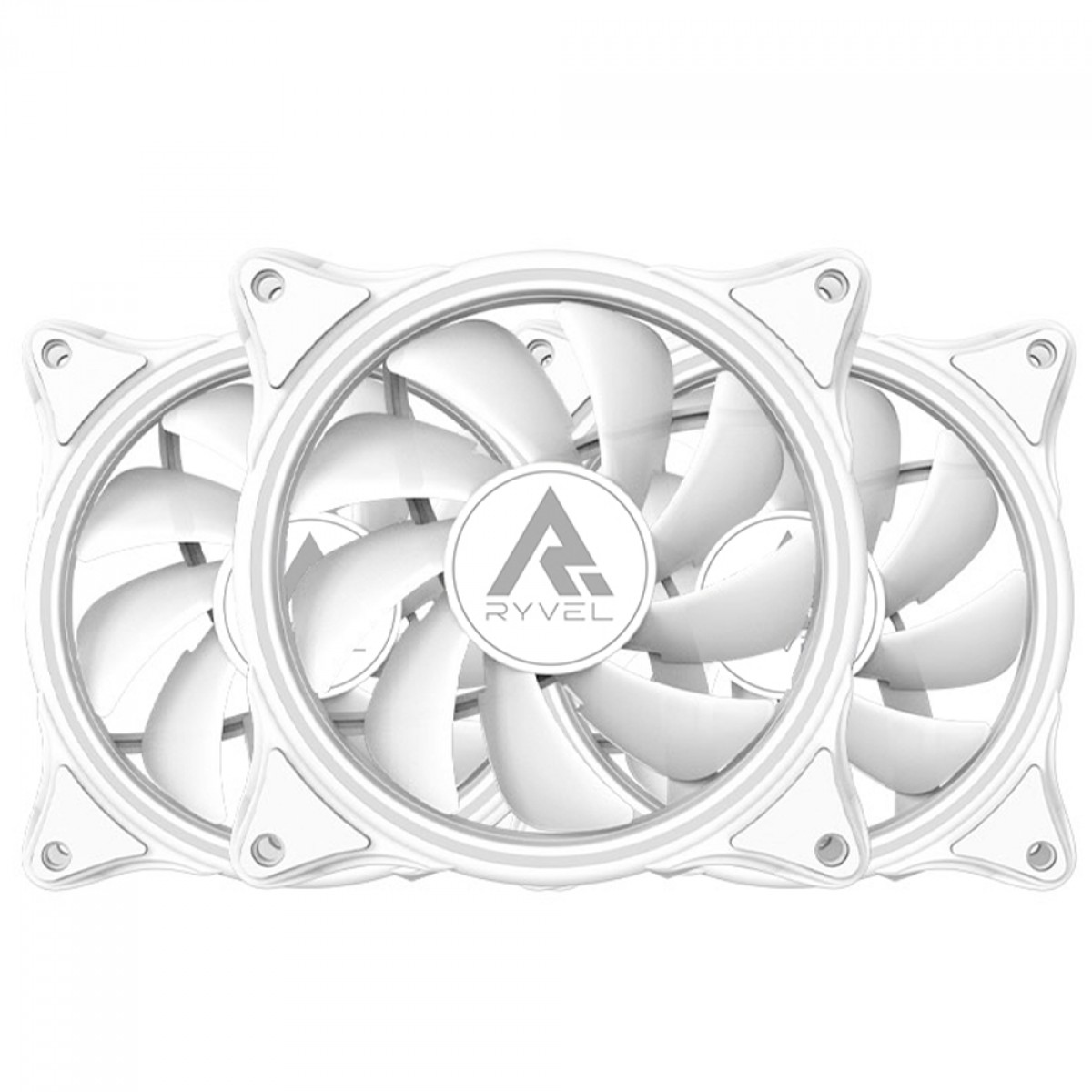 Kit Fan Com 3 Unidades Ryvel Lycan White, ARGB, 120mm, Com Controladora, Branco, RY-FN-LY-WT