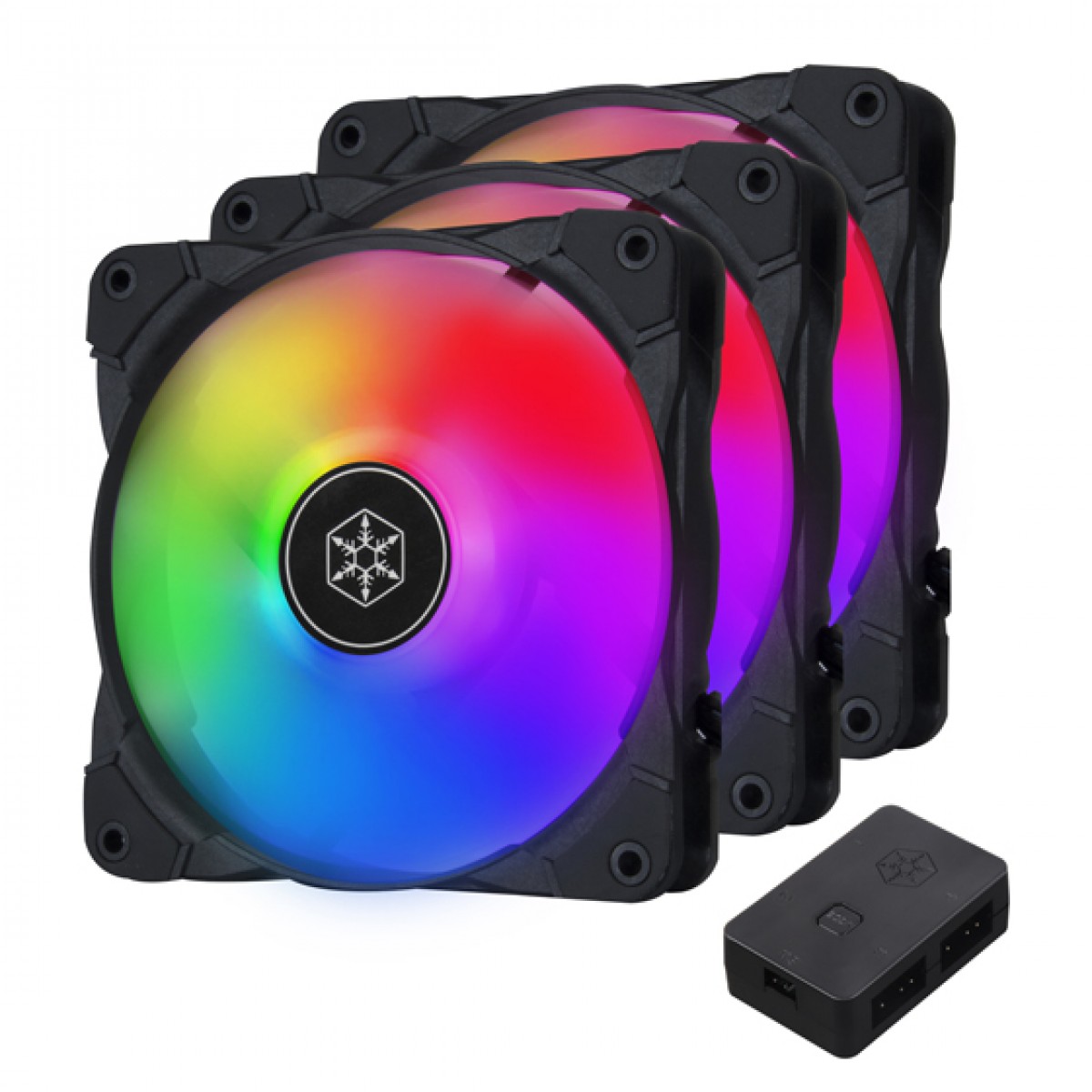 Kit Fan com 3 Unidades SilverStone Air Blazer 120i Lite, ARGB, 120mm, Com Controladora, SST-AB120i-ARGB-3PK