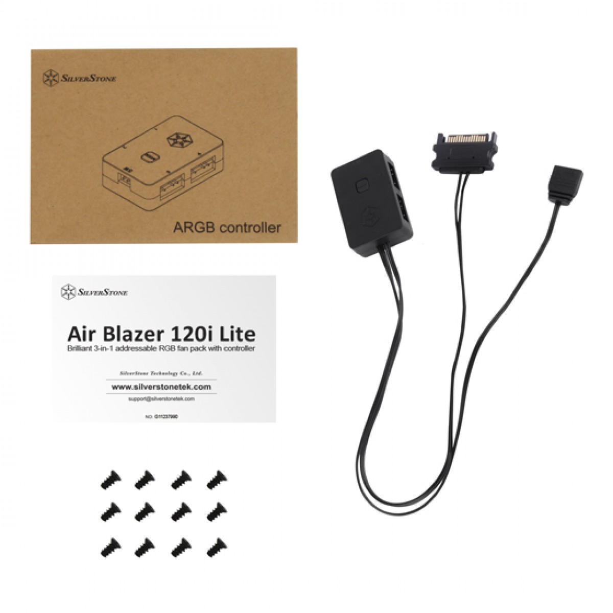 Kit Fan com 3 Unidades SilverStone Air Blazer 120i Lite, ARGB, 120mm, Com Controladora, SST-AB120i-ARGB-3PK