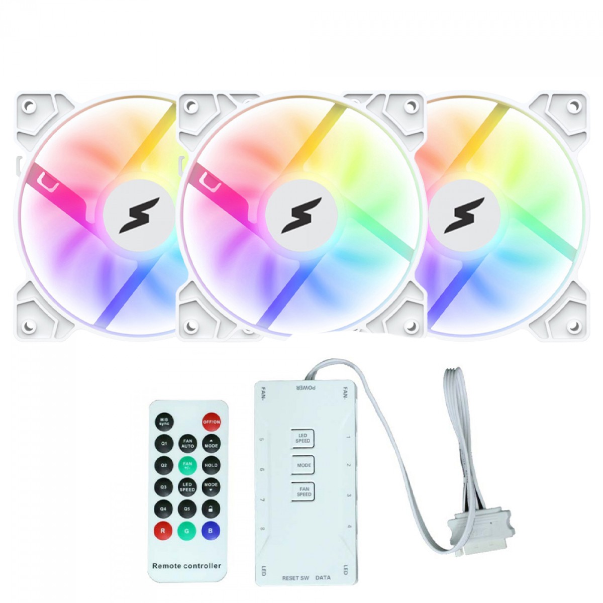 Kit Fan Com 3 Unidades SuperFrame Swift, ARGB, 120mm, White, Com Controladora SF-03
