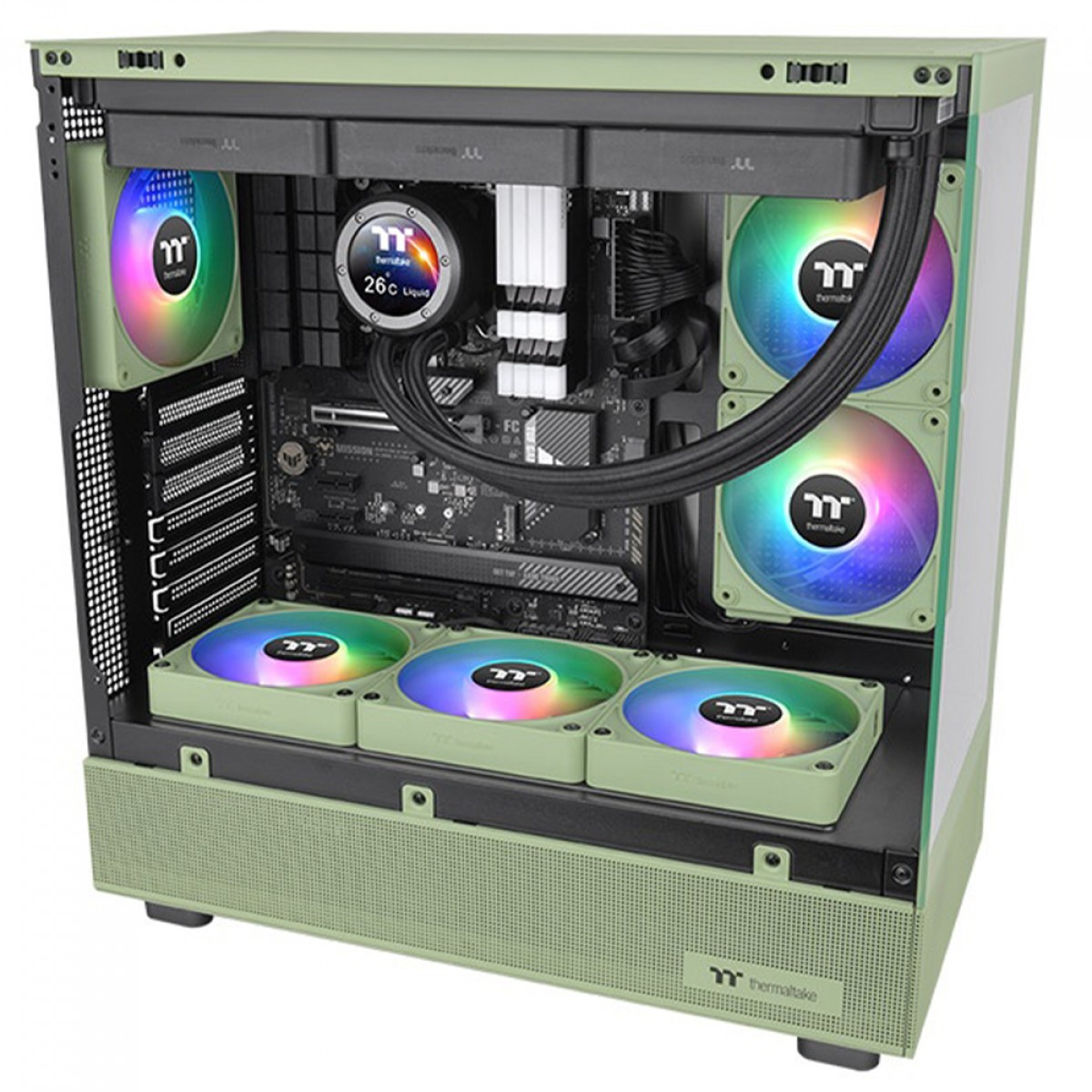Kit Fan Com 3 Unidades Thermaltake CT120 EX Matcha Green Premium Edition, ARGB, 120mm, PWM, Verde, CL-F196-PL12MG-A
