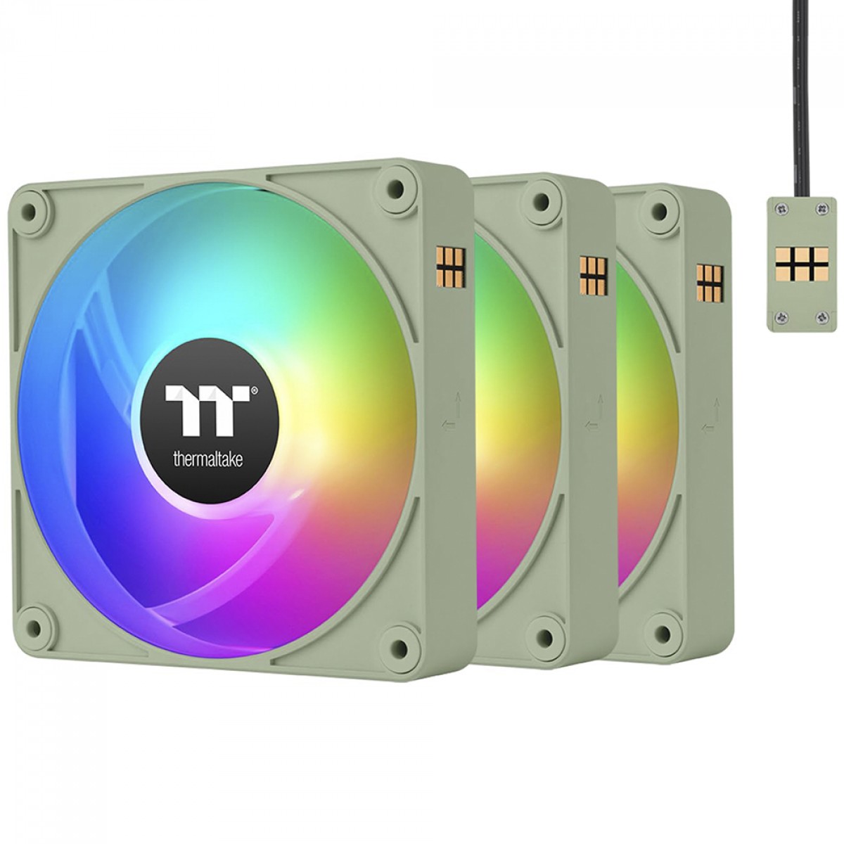 Kit Fan Com 3 Unidades Thermaltake CT120 EX Matcha Green Premium Edition, ARGB, 120mm, PWM, Verde, CL-F196-PL12MG-A