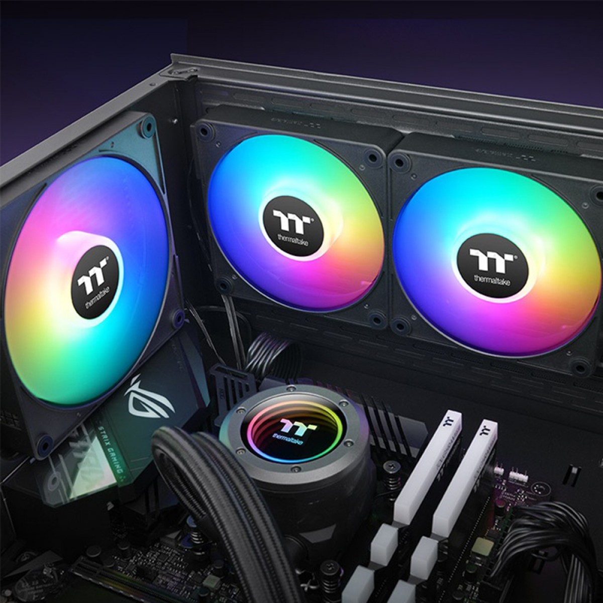 Kit Fan Com 3 Unidades Thermaltake CT140 EX Premium Edition, ARGB, 140mm, PWM, Preto, CL-F182-PL14SW-A