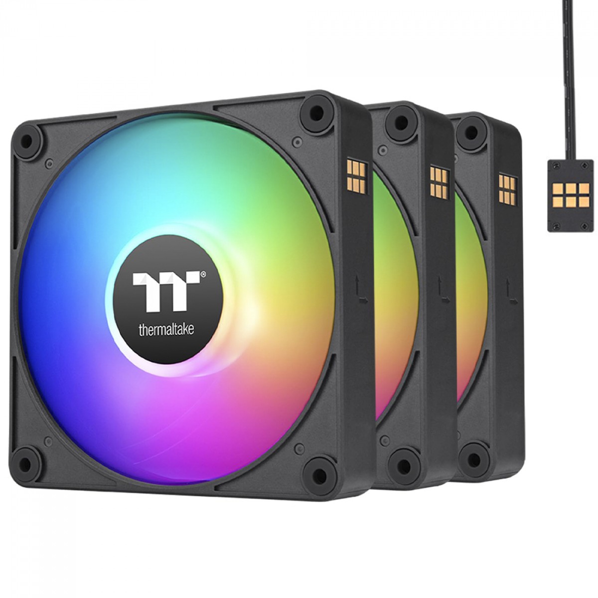 Kit Fan Com 3 Unidades Thermaltake CT140 EX Premium Edition, ARGB, 140mm, PWM, Preto, CL-F182-PL14SW-A