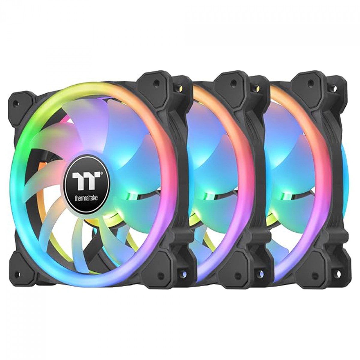 Kit Fan Com 3 Unidades Thermaltake SWAFAN 12 RGB Radiador Fan, Premium Edition, 120mm, Black, CL-F137-PL12SW-A
