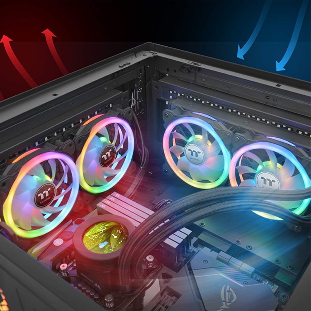 Kit Fan Com 3 Unidades Thermaltake SWAFAN 12 RGB Radiador Fan, Premium Edition, 120mm, Black, CL-F137-PL12SW-A