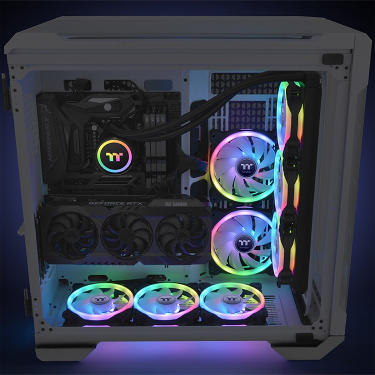 Kit Fan Com 3 Unidades Thermaltake SWAFAN 12 RGB Radiador Fan, Premium Edition, 120mm, Black, CL-F137-PL12SW-A