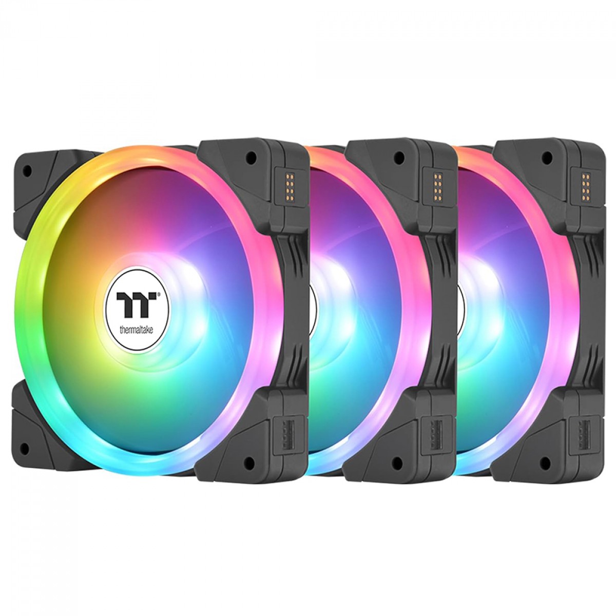 Kit Fan Com 3 Unidades Thermaltake Swafan Ex12, ARGB, 120mm, PWM, Preto, CL-F167-PL12SW-A