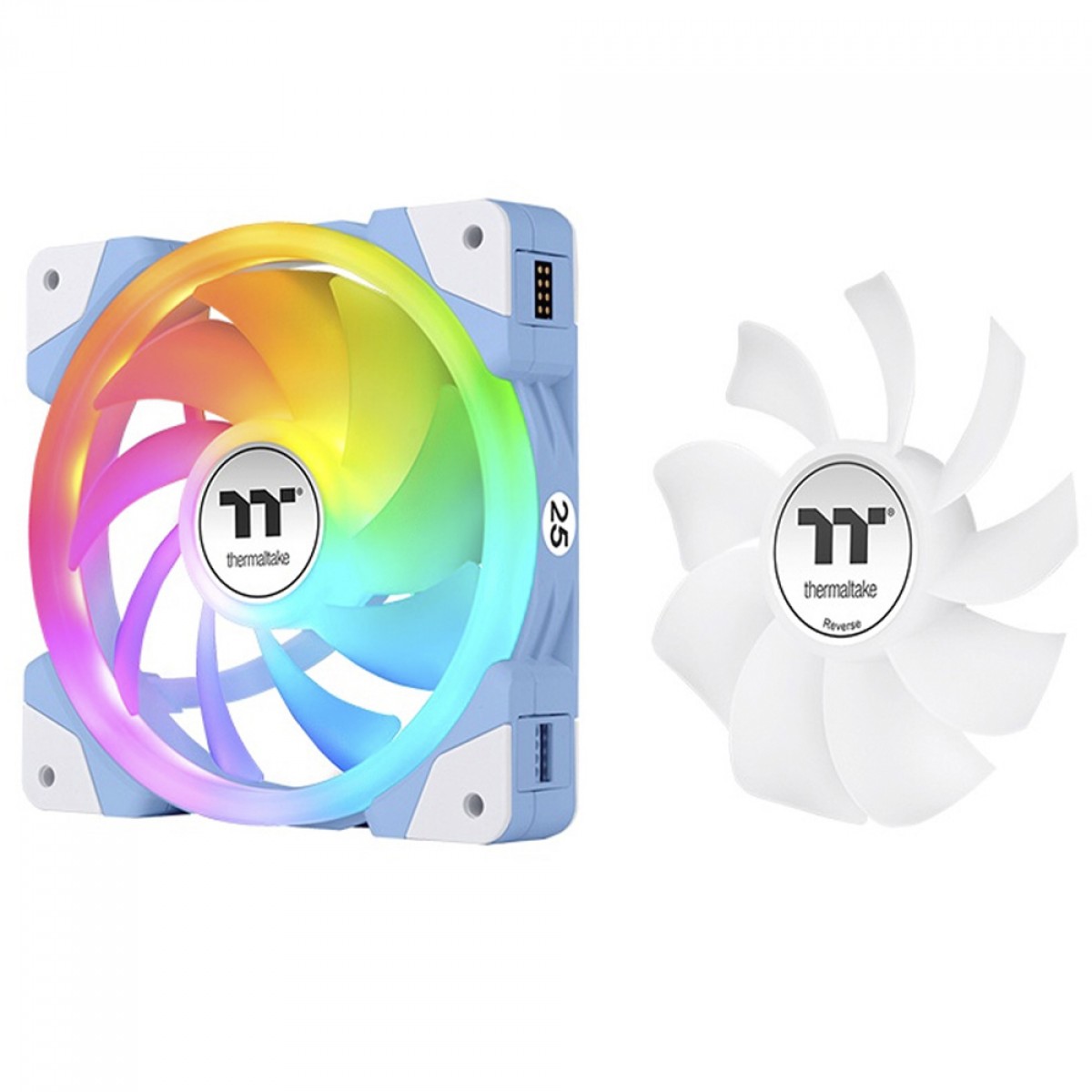 Kit Fan Com 3 Unidades Thermaltake Swafan Ex14 Hydrangea Blue Premium Edition, ARGB, 140mm, PWM, Azul, CL-F184-PL14BU-A