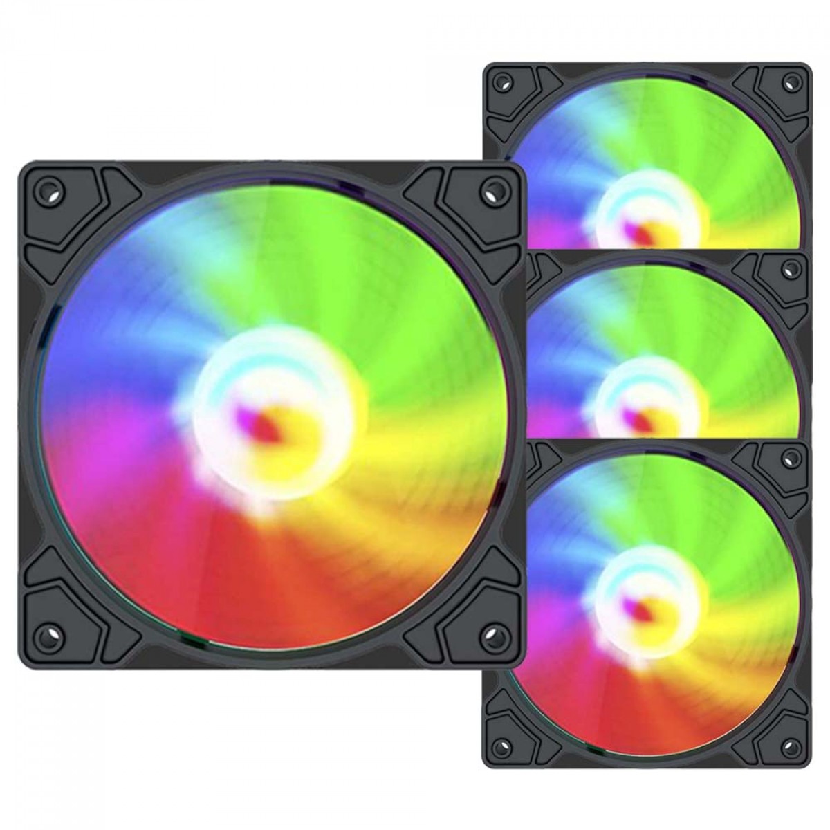 Kit Fan Com 4 Unidades Liketec Flash RGB, 120mm, Black