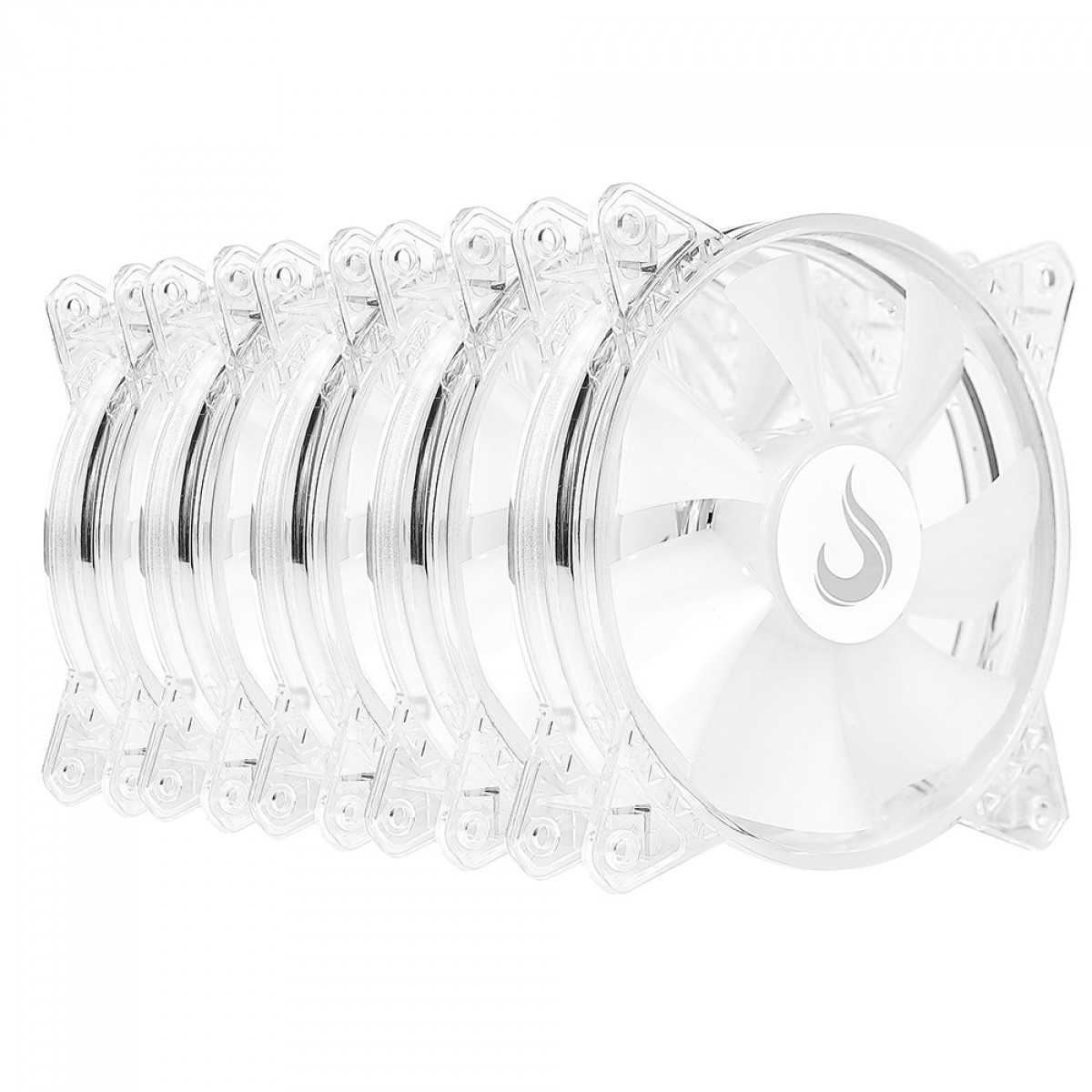 Kit Fan com 5 Unidades Rise Mode Crystal Sound, ARGB, 120mm, Com Controladora, Transparente, RM-CS-02-ARGB