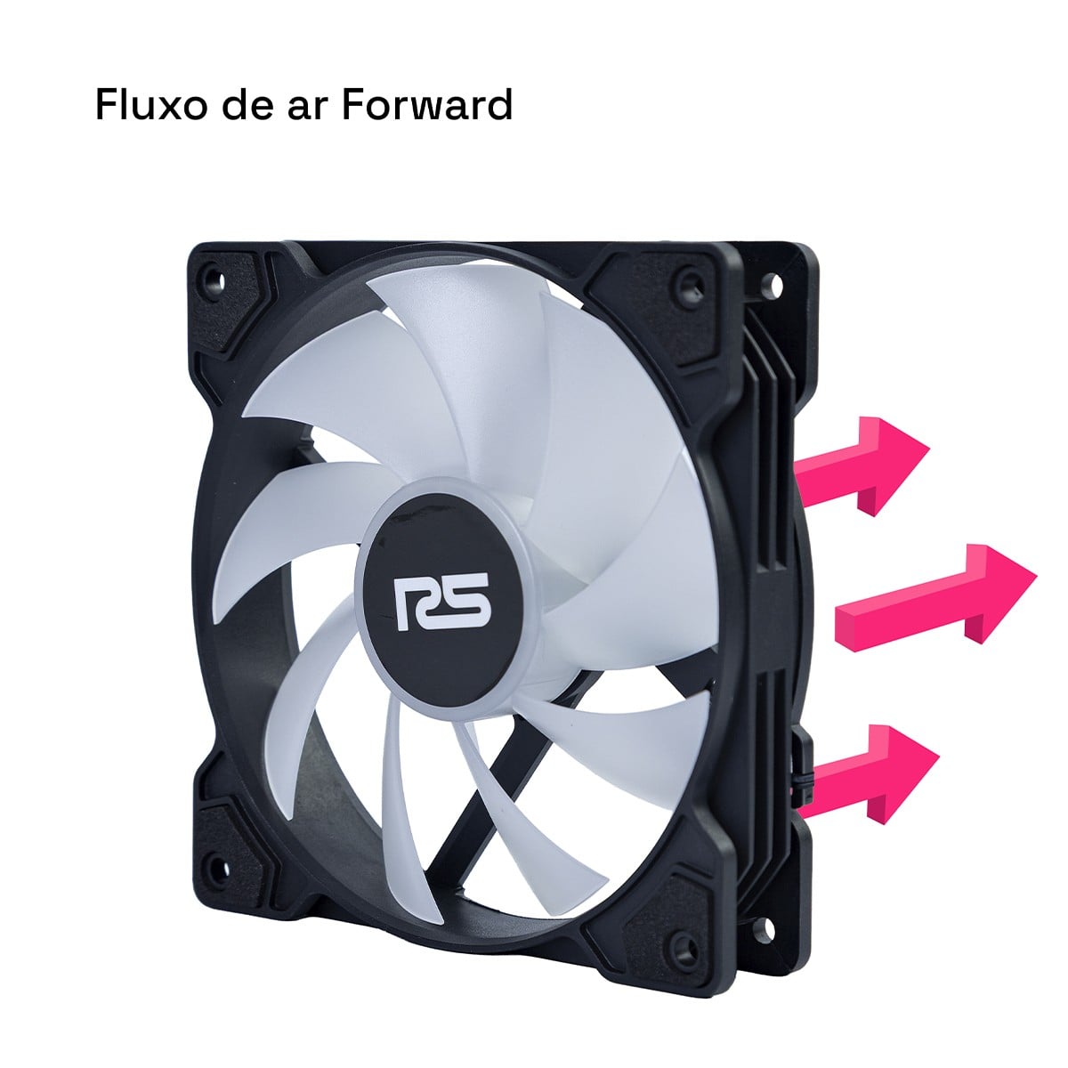 Kit Fan Com 5 Unidades Round5 Cyclone Forward, 120mm, Rainbow, Preto, R5-KIT-CYCLONE-FW-B-2288