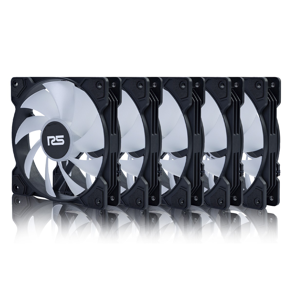 Kit Fan Com 5 Unidades Round5 Cyclone Forward, 120mm, Rainbow, Preto, R5-KIT-CYCLONE-FW-B-2288