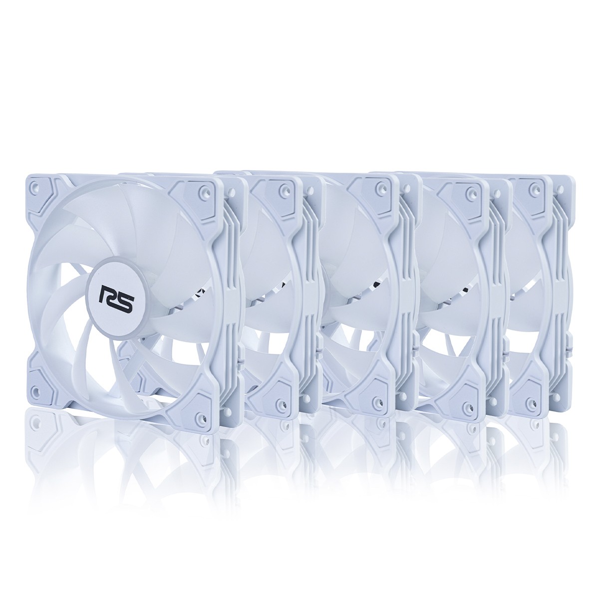Kit Fan Com 5 Unidades Round5 Cyclone Forward White, 120mm, Rainbow, Branco, R5-KIT-CYCLONE-FW-W-2289