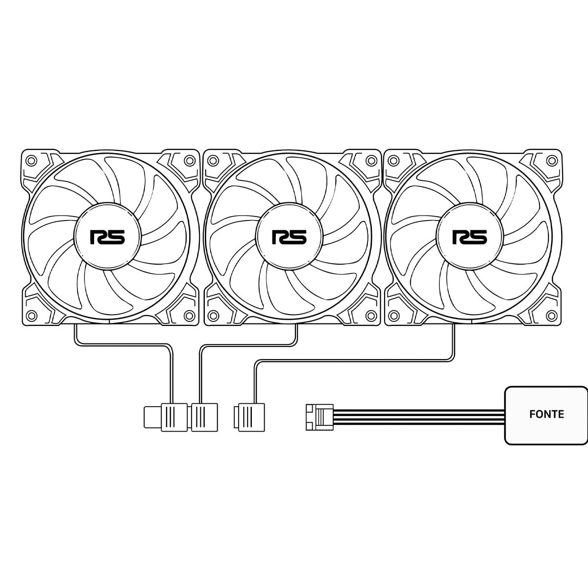 Kit Fan Com 5 Unidades Round5 Cyclone Forward White, 120mm, Rainbow, Branco, R5-KIT-CYCLONE-FW-W-2289