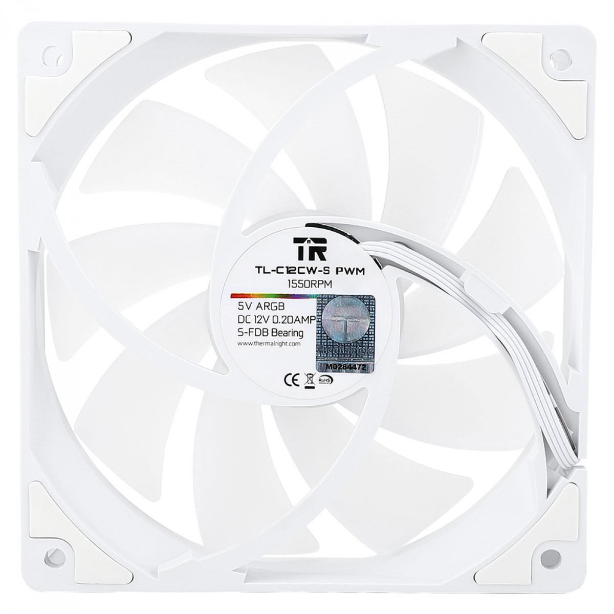 Kit Fan Com 5 Unidades Thermalright TL-C12CW-SX5, ARGB, 120mm, PWM, Branco