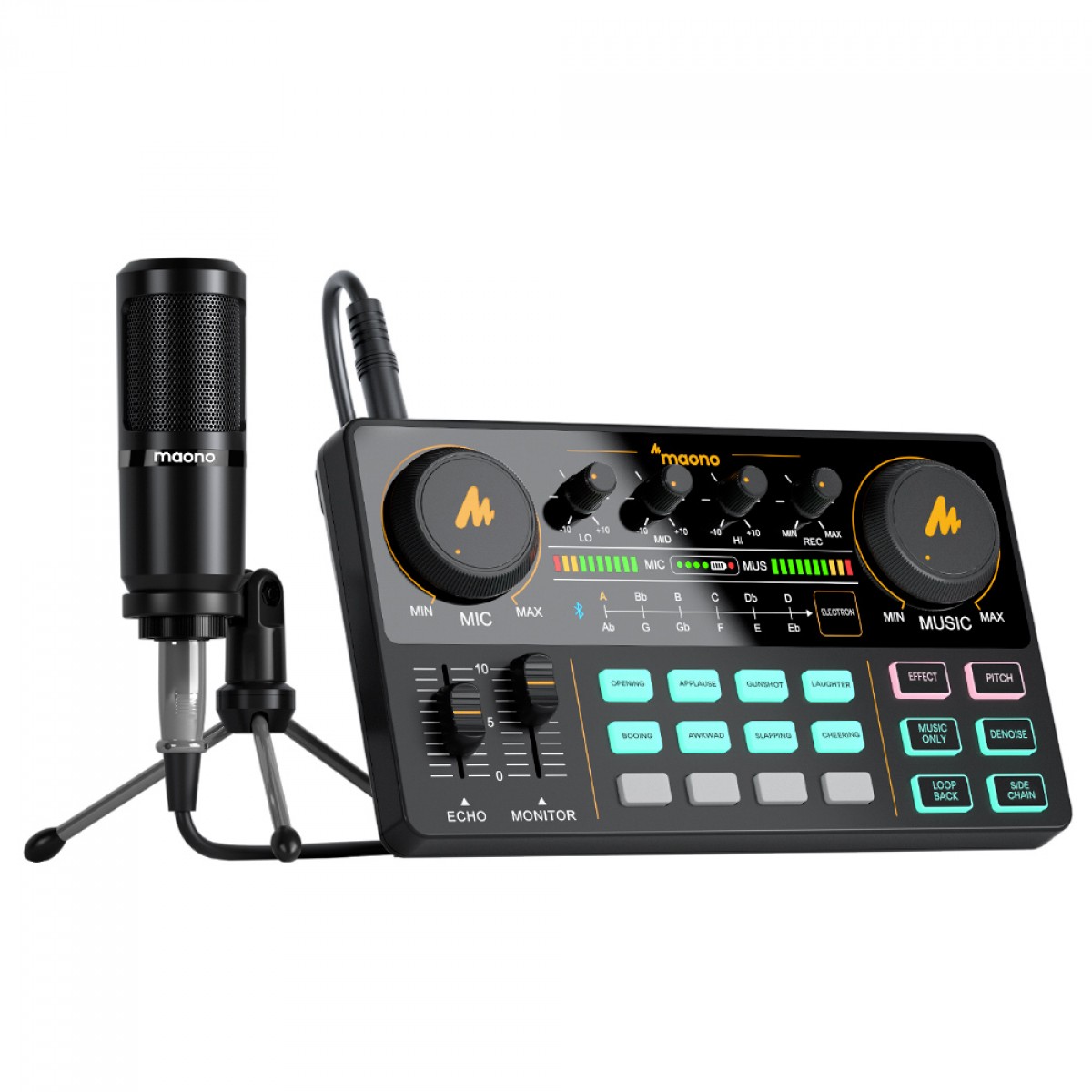 Kit Mesa De Som E Microfone Maono Caster Lite, USB, Bluetooth, Preto, AU-AM200 S1