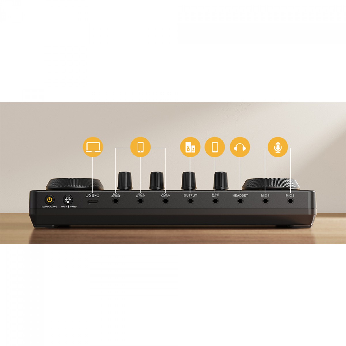 Kit Mesa De Som E Microfone Maono Caster Lite, USB, Bluetooth, Preto, AU-AM200 S1