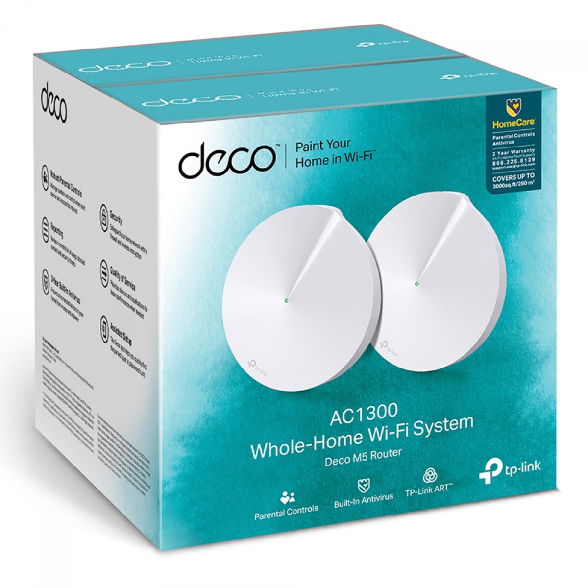Kit Roteador Wi-Fi Tp-Link Mesh Gigabit Dual-Band AC1300, Com 2 Unidades, Deco M5 V3