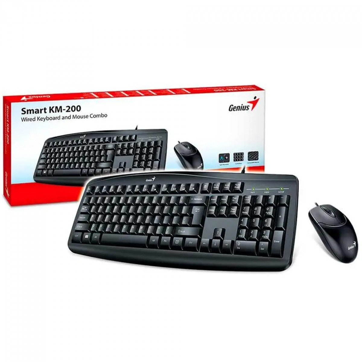 Kit Teclado E Mouse Genius Smart KM-200, USB, Preto, 31330003409