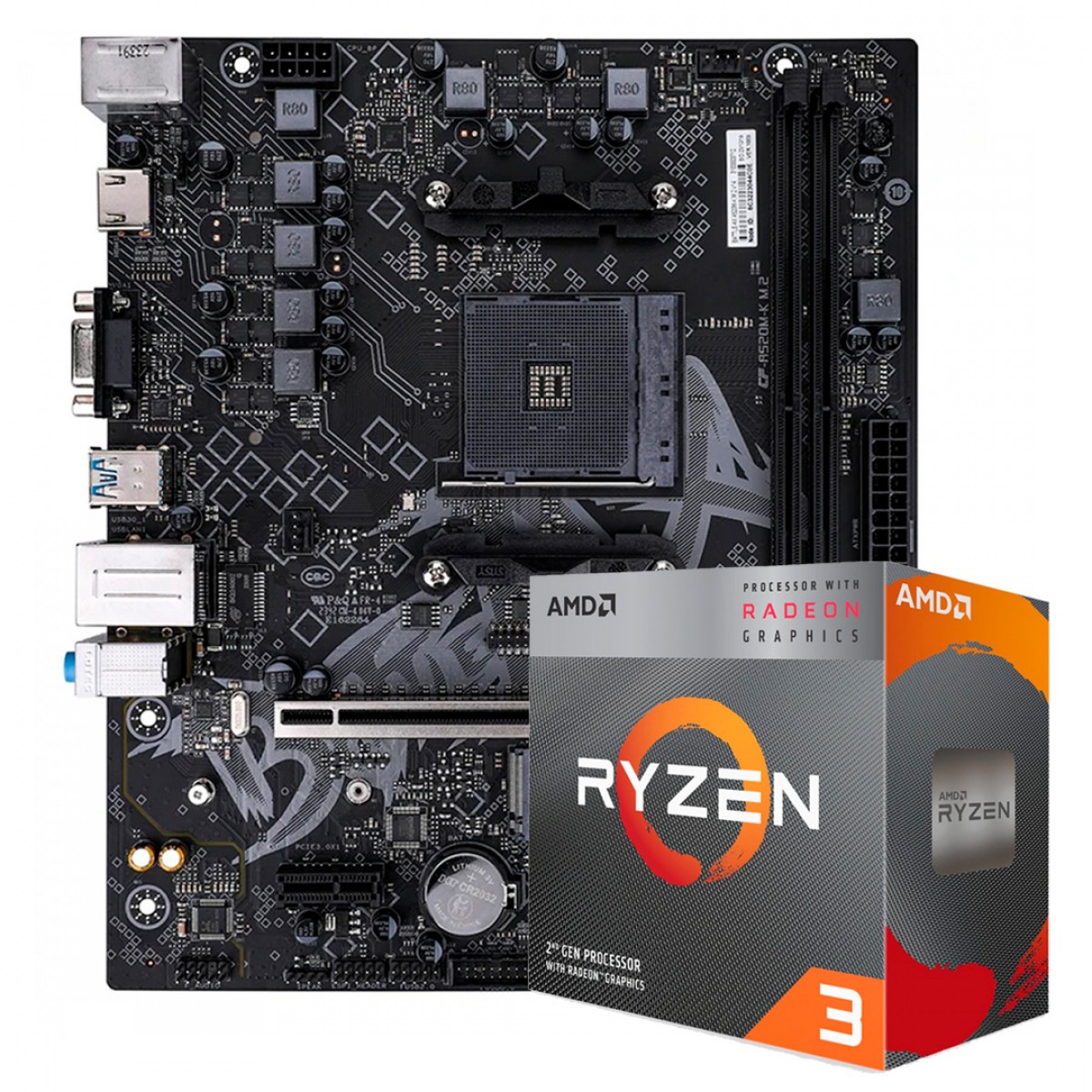 Kit Upgrade, AMD Ryzen 3 3200G, Placa Mãe Colorful Battle-AX A520M-K M.2 V14