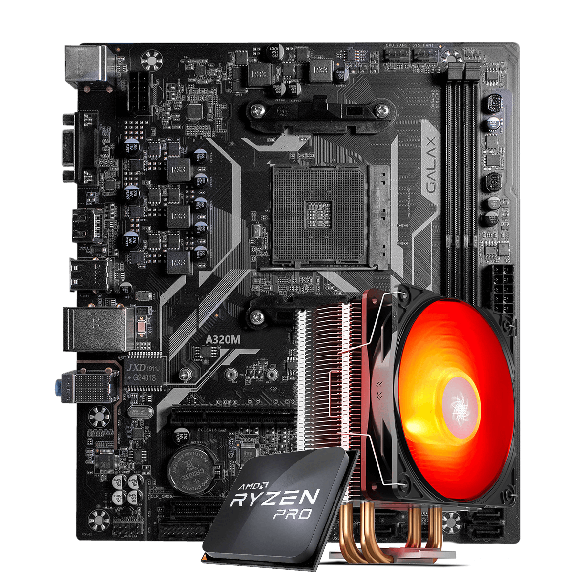 Kit Upgrade, AMD Ryzen 3 PRO 3200GE 3.8GHz Turbo + Cooler, + Galax A320M