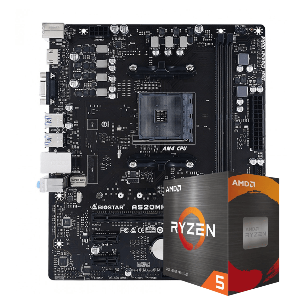 Kit Upgrade, AMD Ryzen 5 4600G, Placa Mãe Biostar A520MH