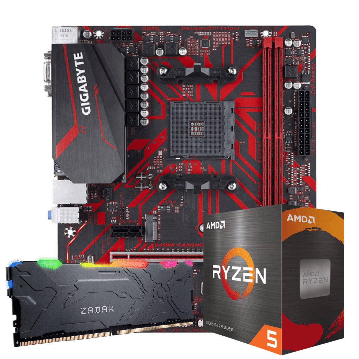 Kit Upgrade, AMD Ryzen 5 4600G, Placa Mãe Gigabyte B450M Gaming, 8GB DDR4