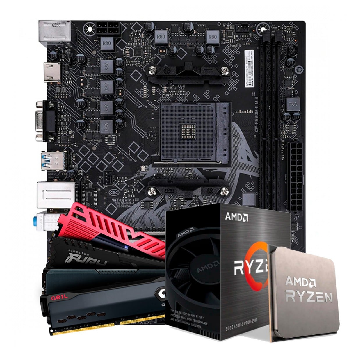 Kit Upgrade, AMD Ryzen 5 5500, Placa Mãe Colorful Battle-AX A520M-K M.2 V14, 16GB (2x8GB) DDR4