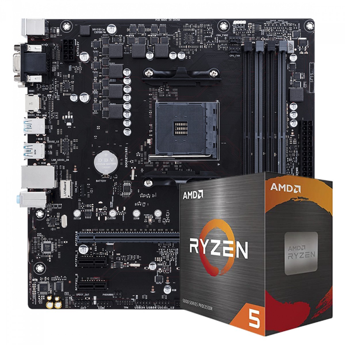 Kit Upgrade, AMD Ryzen 5 5600G, Placa Mãe Chipset B450