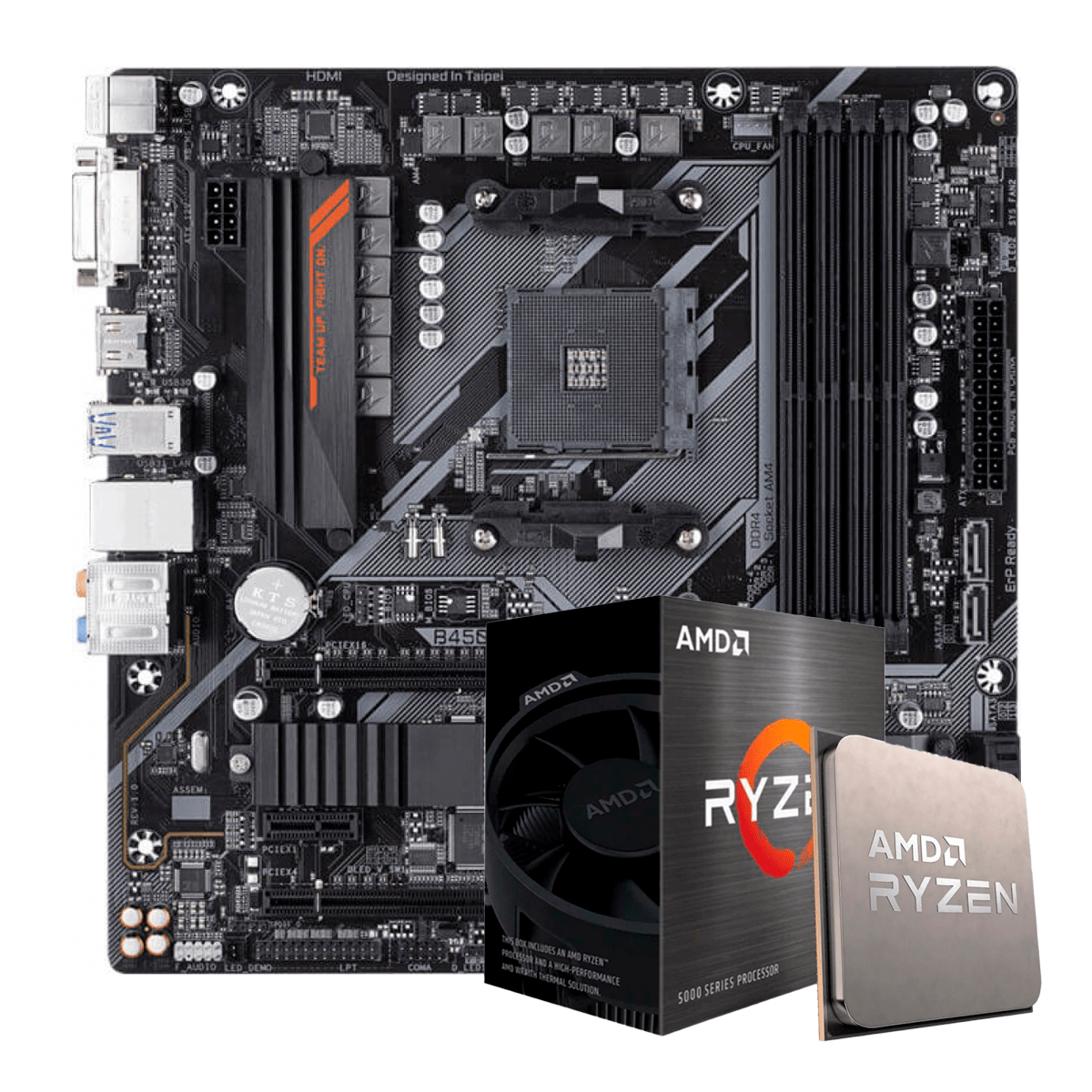 Kit Upgrade AMD Ryzen 5 5600G + Placa Mãe Gigabyte B450 AORUS M