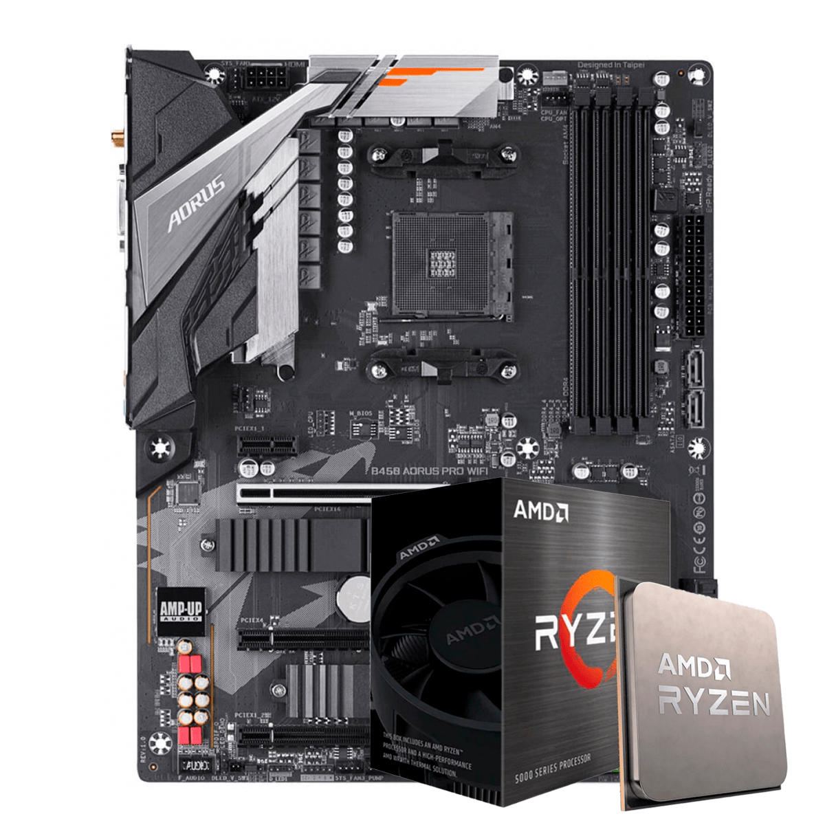 Kit Upgrade AMD Ryzen 5 5600G + Placa Mãe Gigabyte B450 AORUS PRO WIFI