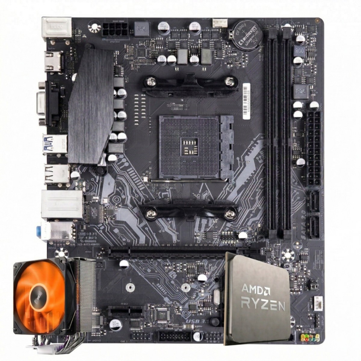 Kit Upgrade, AMD Ryzen 5 5600GT, Placa Mãe Chipset A520, Air Cooler