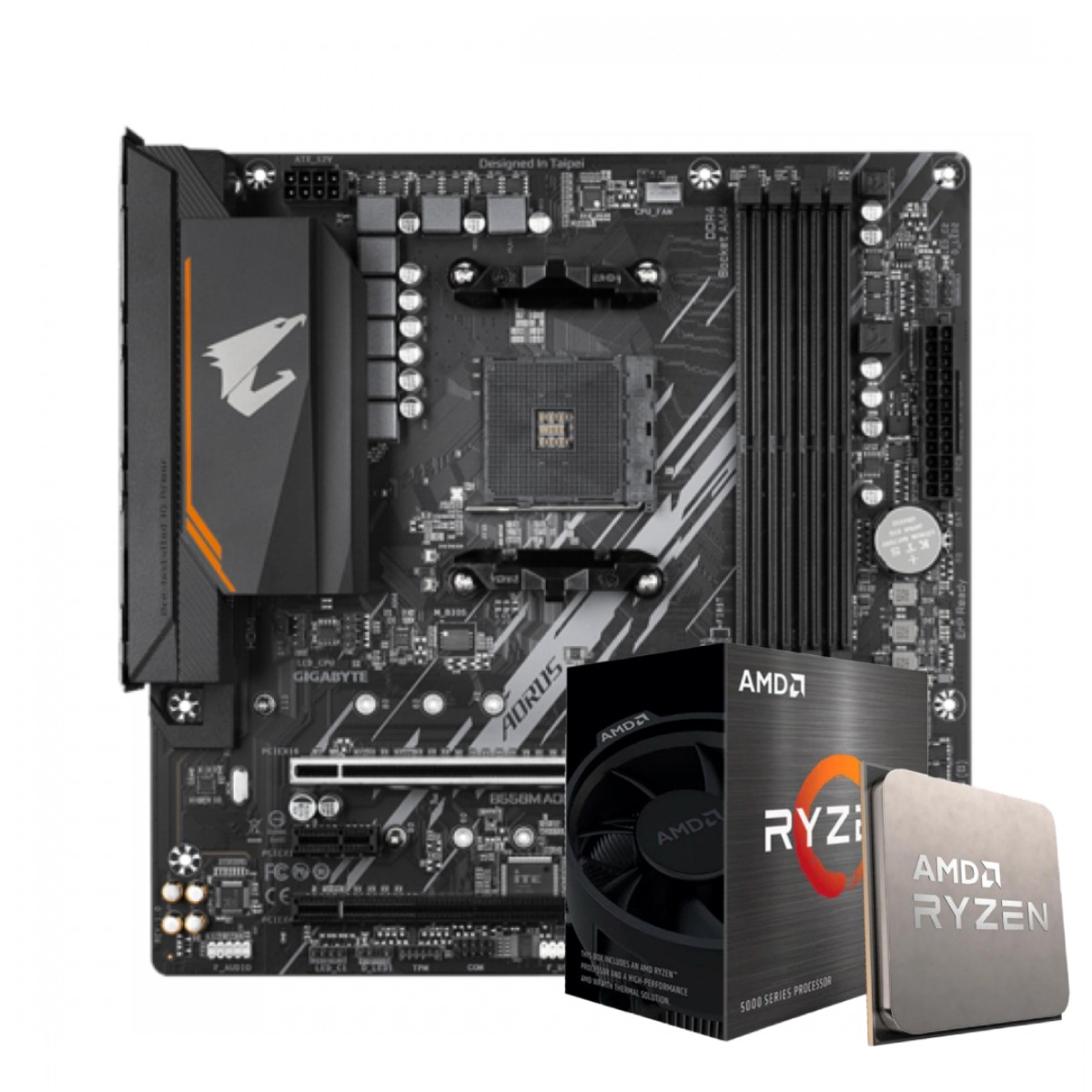 Kit Upgrade, AMD Ryzen 5 5600X, Placa Mãe Gigabyte B550M AORUS Elite