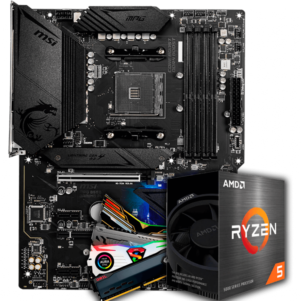 Kit Upgrade, AMD Ryzen 5 5600X + Placa Mãe MSI MPG B550 Gaming Plus + 16GB DDR4