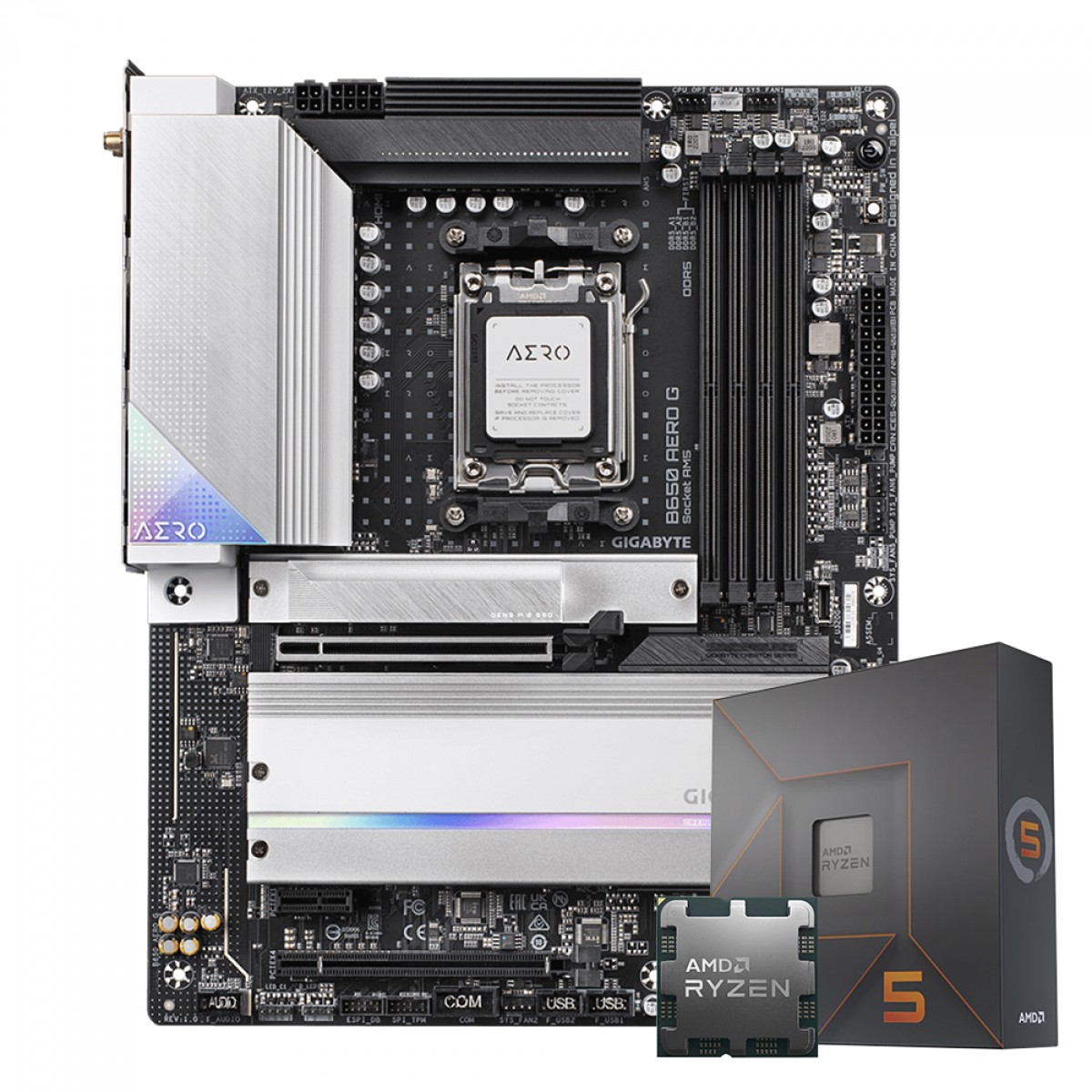 Kit Upgrade AMD Ryzen 5 7600X + Placa Mãe Gigabyte B650 AERO G