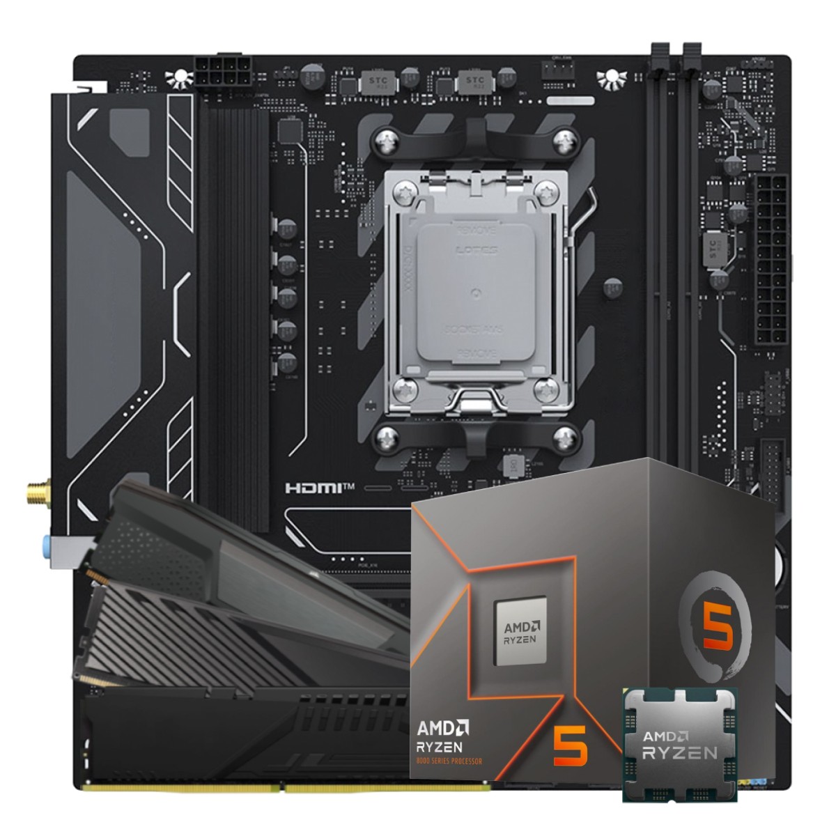 Kit Upgrade, AMD Ryzen 5 8400F, Placa Mãe Chipset b850, 16GB DDR5