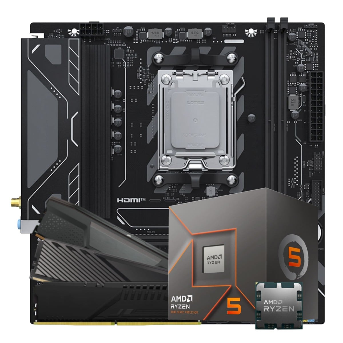 Kit Upgrade, AMD Ryzen 5 8400F + Placa Mãe Chipset b850 + 8GB DDR5
