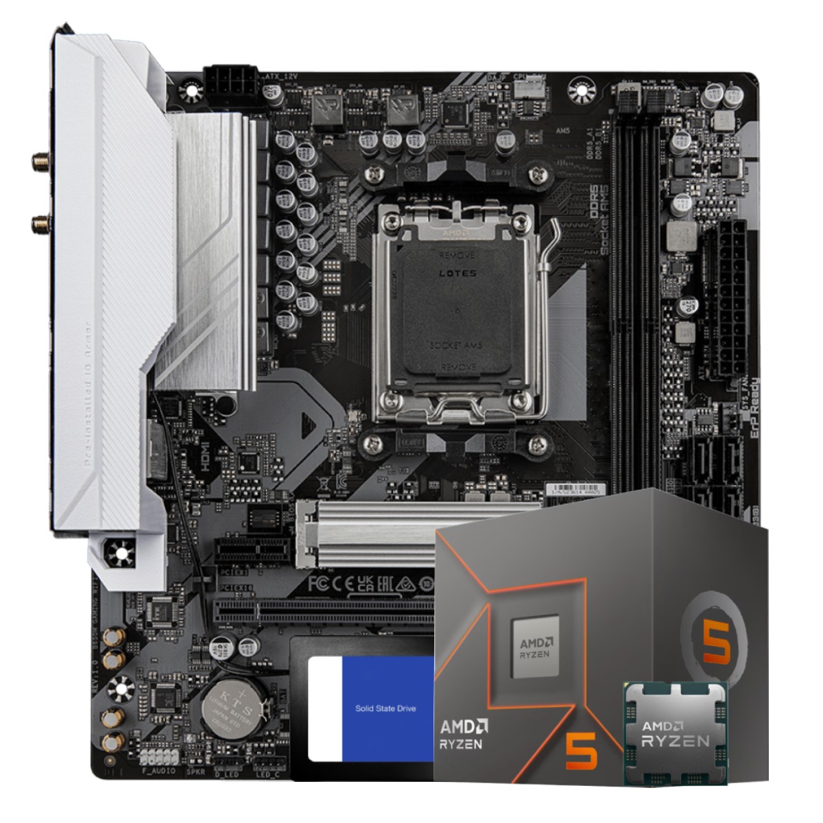 Ryzen5 8500G b650 steel legend セット Kit Upgrade, AMD Ryzen 5 8500G, Placa Mãe Chipset B650 DDR5