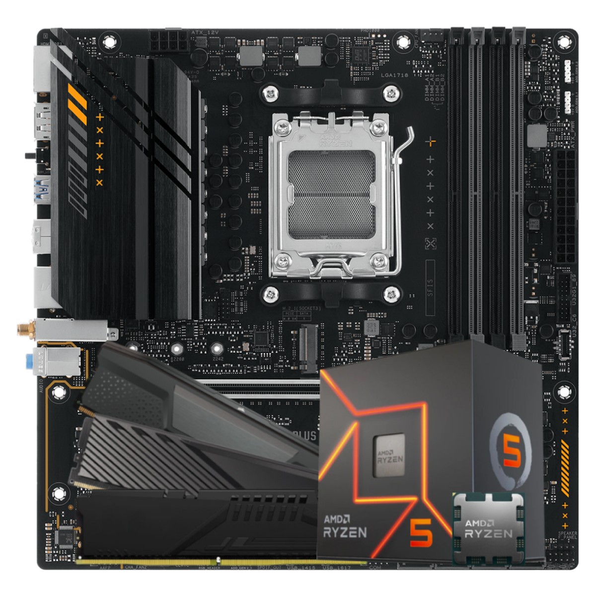 Kit Upgrade, AMD Ryzen 5 8600G + Placa Mãe Chipset A620 DDR5 + Memória 8GB DDR5