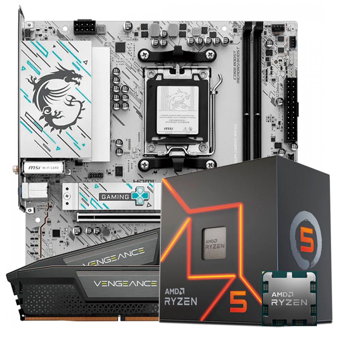 Kit Upgrade, AMD Ryzen 5 8600G, Placa Mãe MSI B840M Gaming WiFi6E