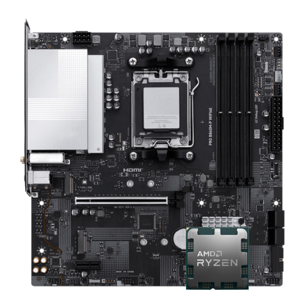 Kit Upgrade, AMD Ryzen 5 9600X, Placa Mãe Chipset B840