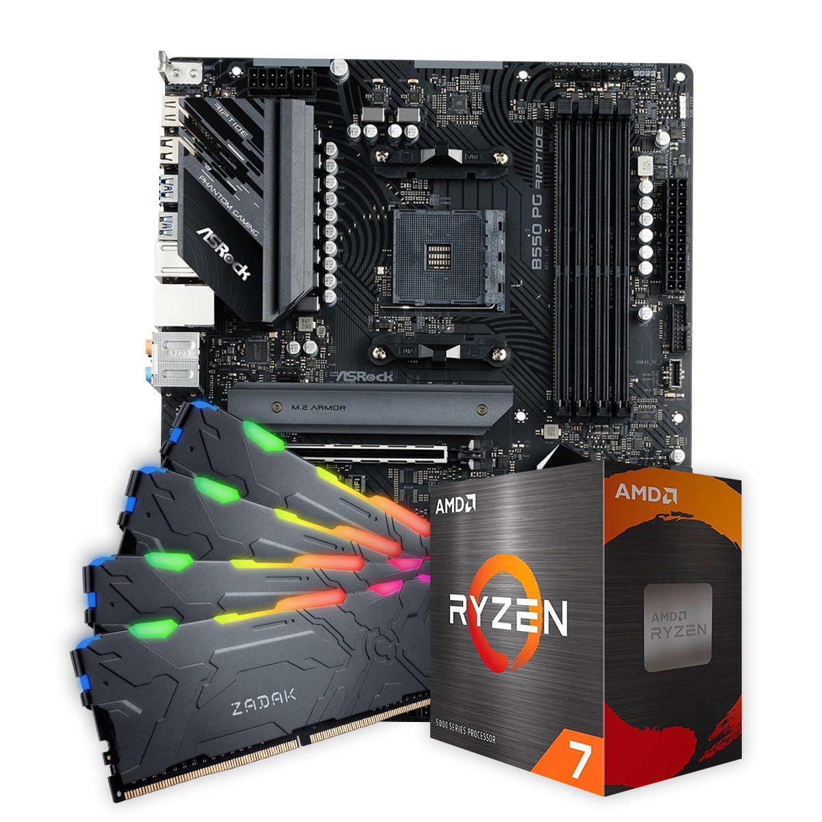 Kit Upgrade AMD Ryzen 7 5700G + Placa Mãe ASRock B550 PG RIPTIDE + 32GB DDR4