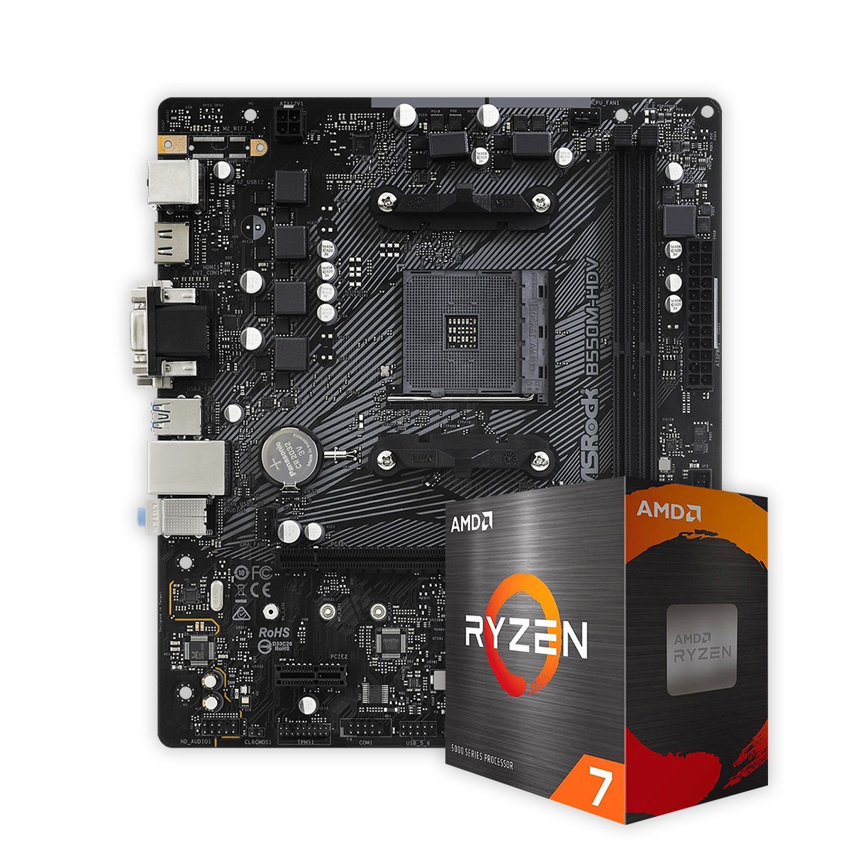 Kit Upgrade AMD Ryzen 7 5700G + Placa Mãe ASRock B550M-HDV