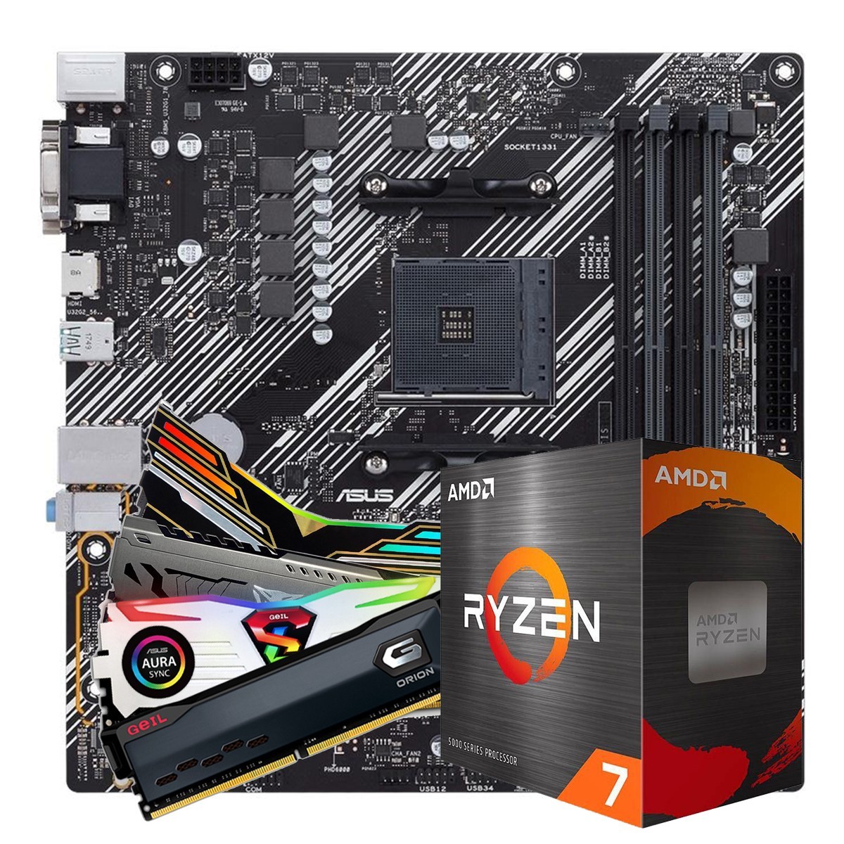 Kit Upgrade, AMD Ryzen 7 5700G, Placa Mãe B550, Memória DDR4 8GB 3000MHz