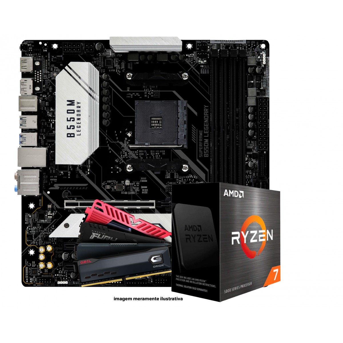 Kit Upgrade, AMD Ryzen 7 5700G, Placa Mãe SuperFrame B550M Gaming, 16GB DDR4