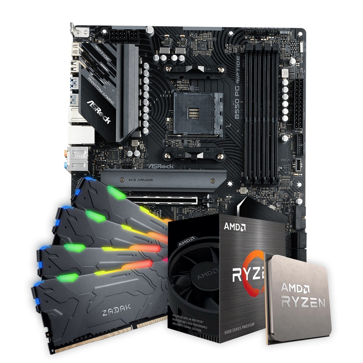 Kit Upgrade AMD Ryzen 7 5700X + Placa Mãe ASRock B550 PG RIPTIDE + 32GB DDR4