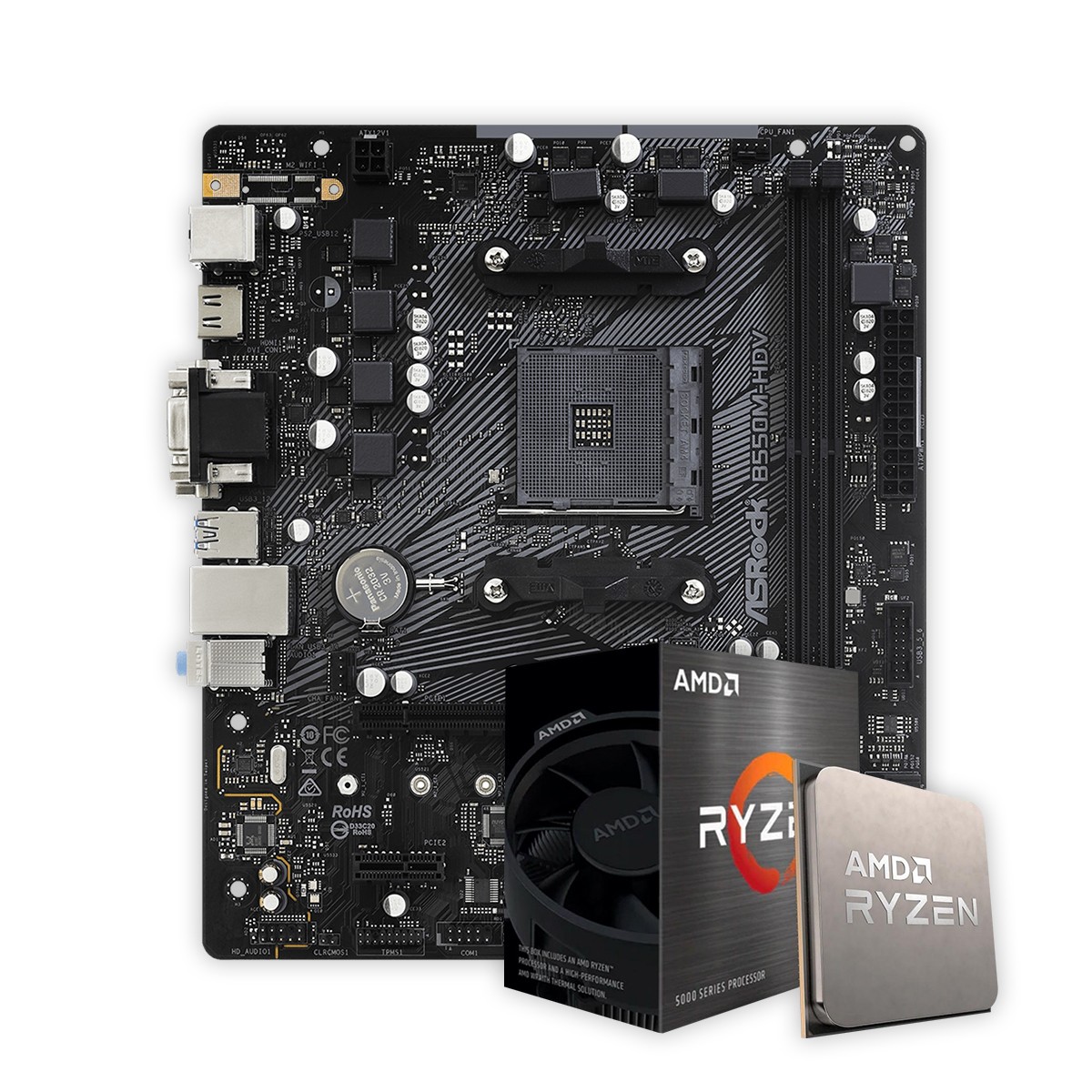 Kit Upgrade AMD Ryzen 7 5700X + Placa Mãe ASRock B550M-HDV